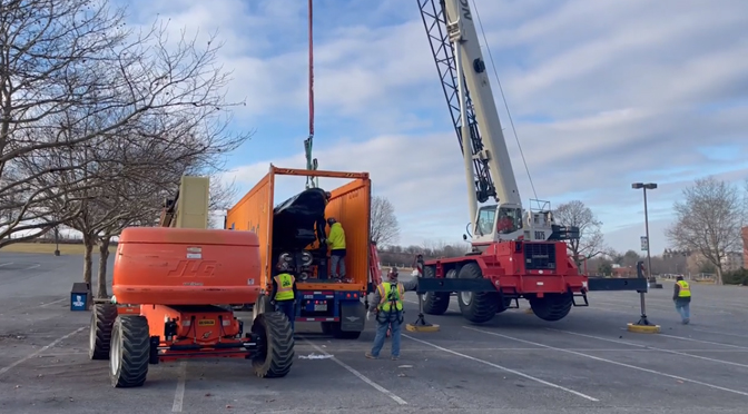 Train for Iron Menace roller coaster arrives at Dorney Park