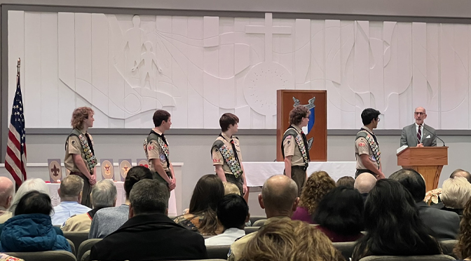 A COMMUNITY GATHERS TO HONOR FIVE NEW EAGLE SCOUTS FROM BOY SCOUT TROOP 431